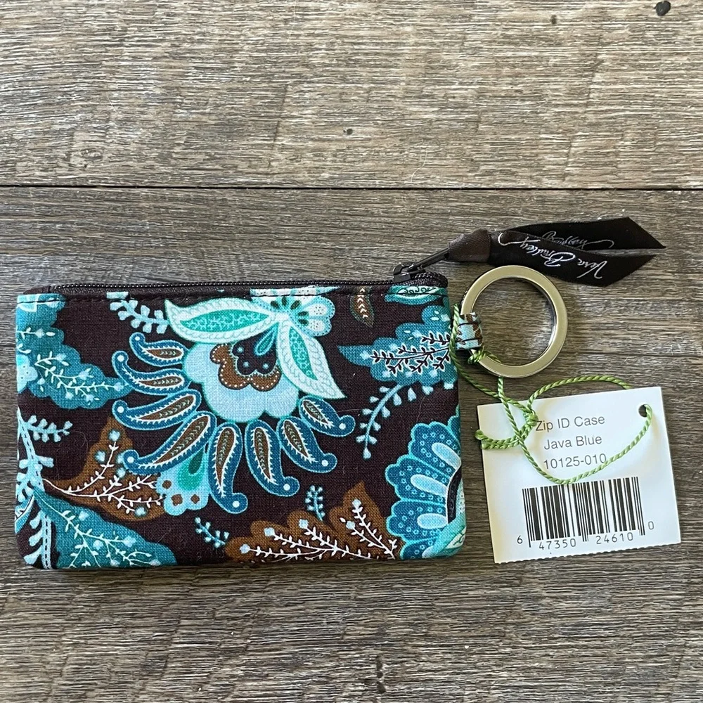 NWT Vera Bradley Java Blue Floral Zip ID Case